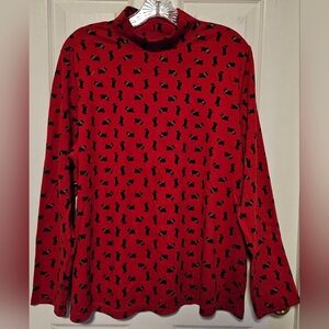 Karen Scott Red and Black Patterned Top